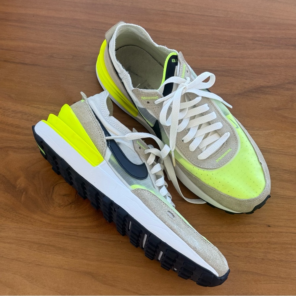 Nike Neon Yellow, Beige & Black Runner Sneakers